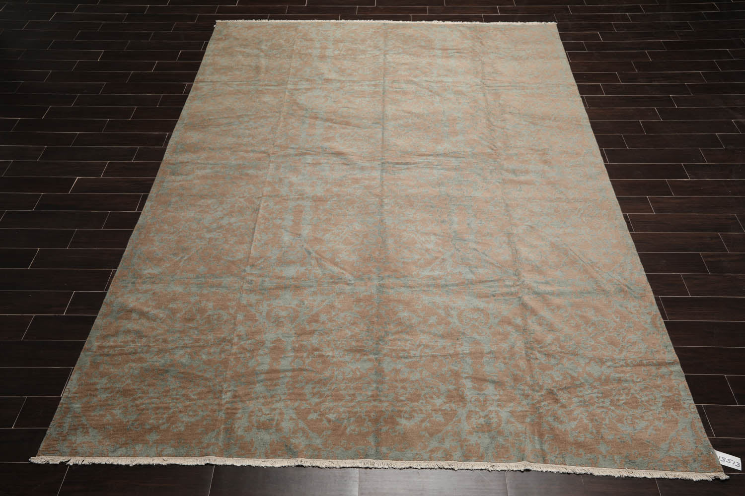 9x12 Teal, Brown, Color Hand Knotted All-Over 100% Wool Transitional Oriental Rug