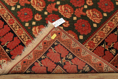 6x9 Green, Rose, Charcoal Color Hand Knotted  Wool Traditional Oriental Rug