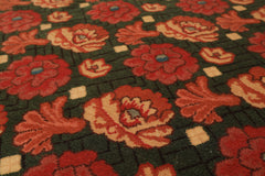 6x9 Green, Rose, Charcoal Color Hand Knotted  Wool Traditional Oriental Rug