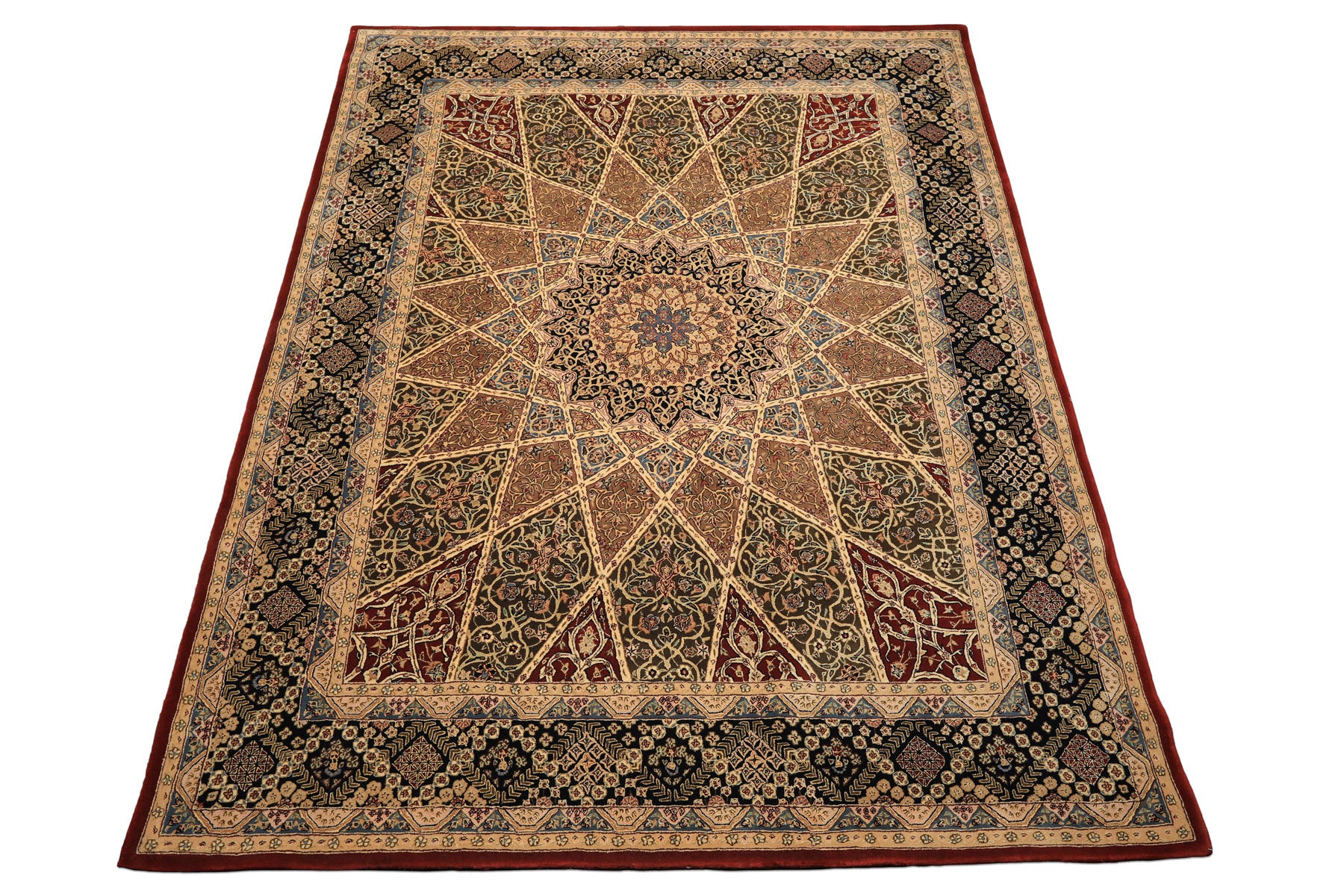 8x10 Ivory, Brown, Black Color Hand Tufted  Wool & Pure Silk Traditional Oriental Rug