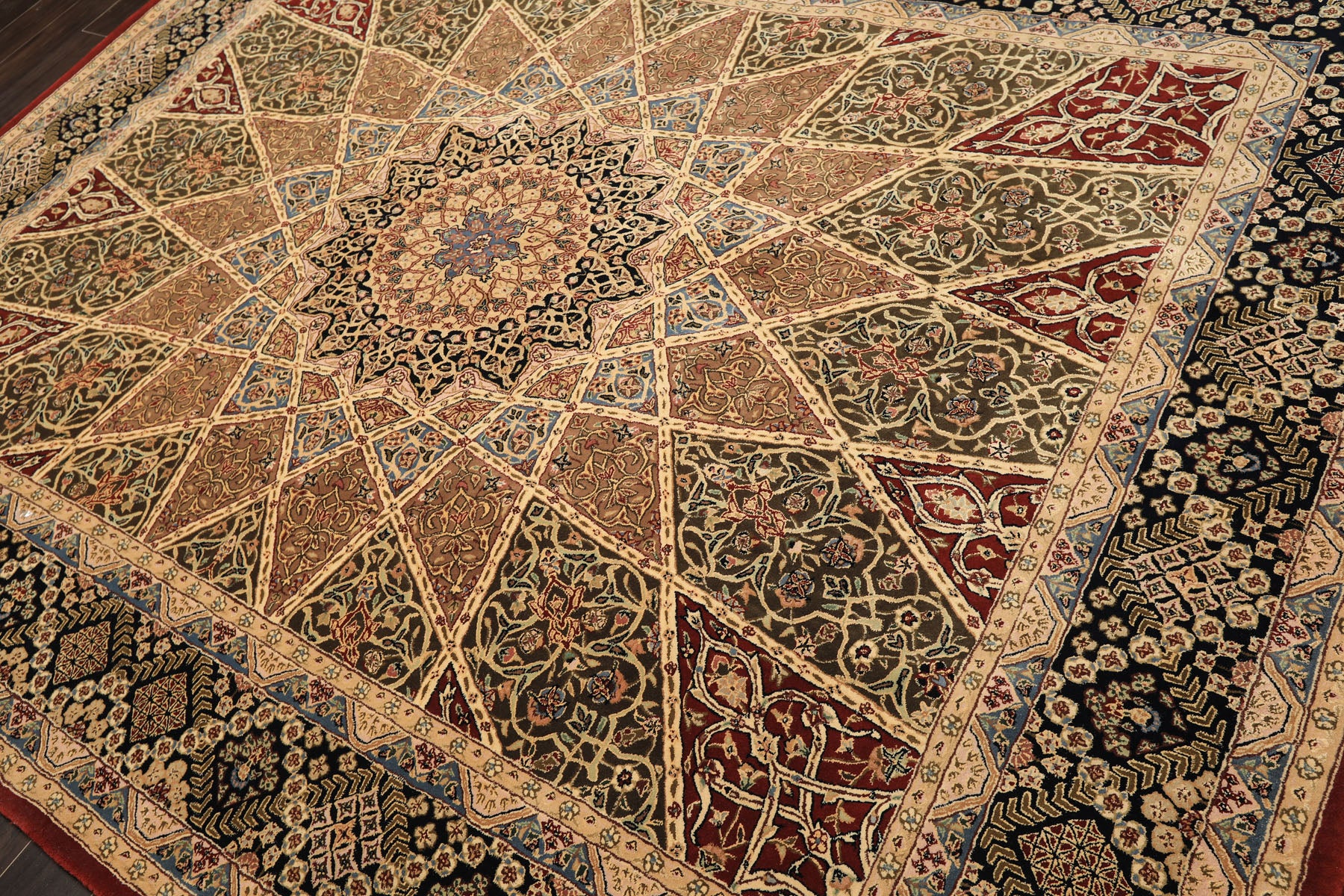 8x10 Ivory, Brown, Black Color Hand Tufted  Wool & Pure Silk Traditional Oriental Rug