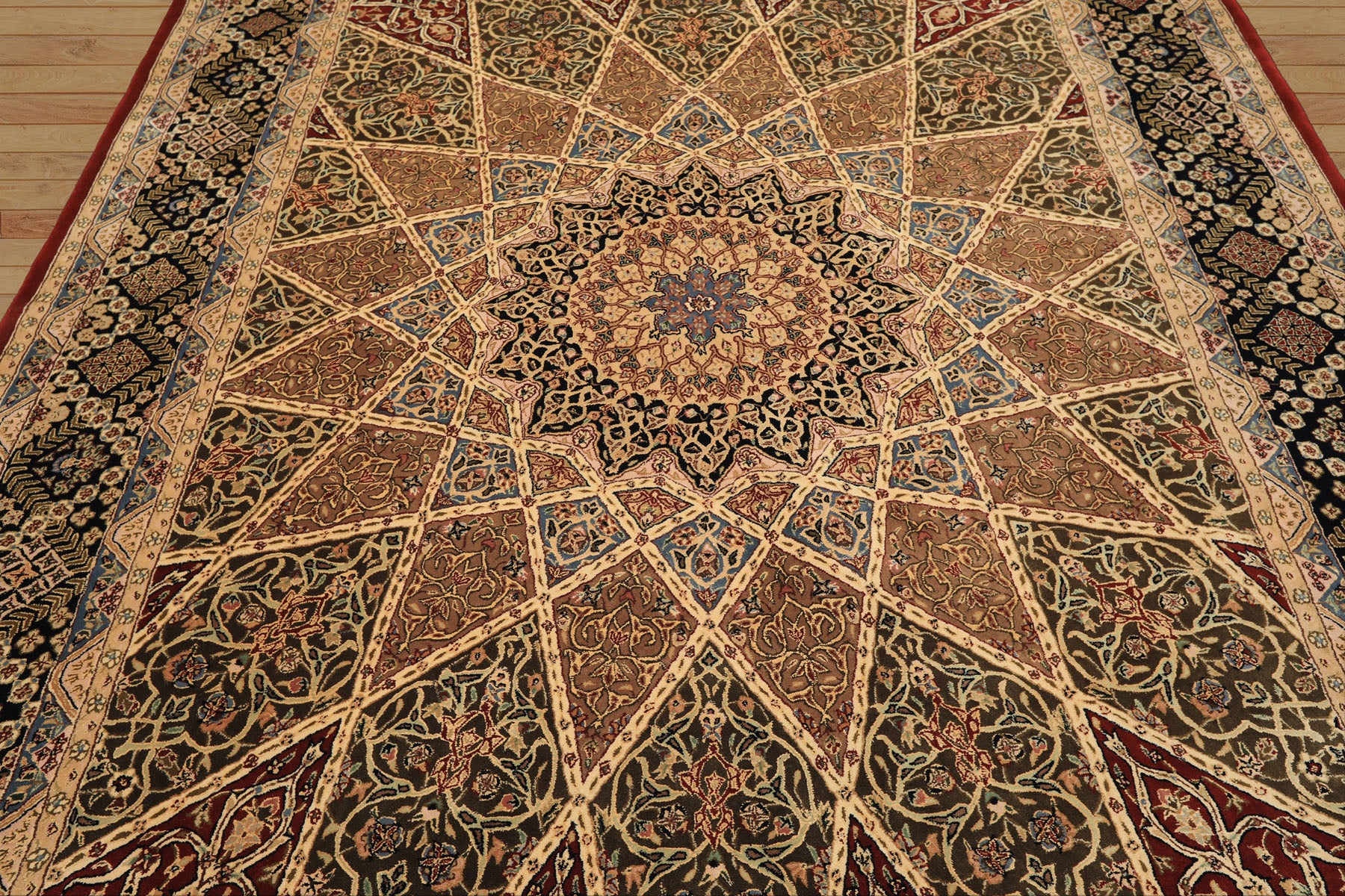 8x10 Ivory, Brown, Black Color Hand Tufted  Wool & Pure Silk Traditional Oriental Rug
