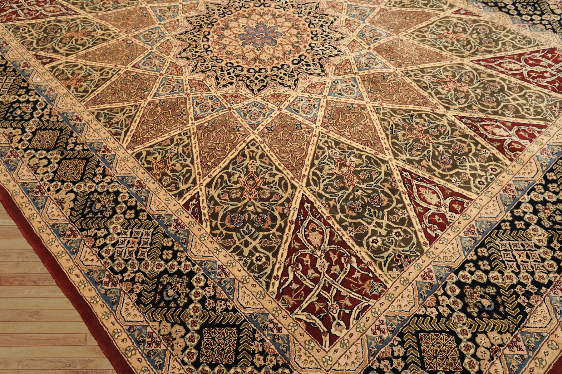 8x10 Ivory, Brown, Black Color Hand Tufted  Wool & Pure Silk Traditional Oriental Rug