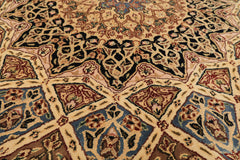 8x10 Ivory, Brown, Black Color Hand Tufted  Wool & Pure Silk Traditional Oriental Rug