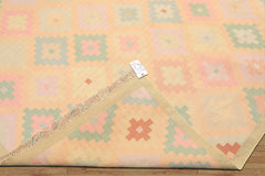 6x9 Peach, Blush, Aqua Color Hand Woven Kilim Wool Southwestern Oriental Rug