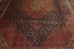 10x14 Navy, Rust, Peach Color Hand Knotted All-Over 100% Wool Traditional Oriental Rug