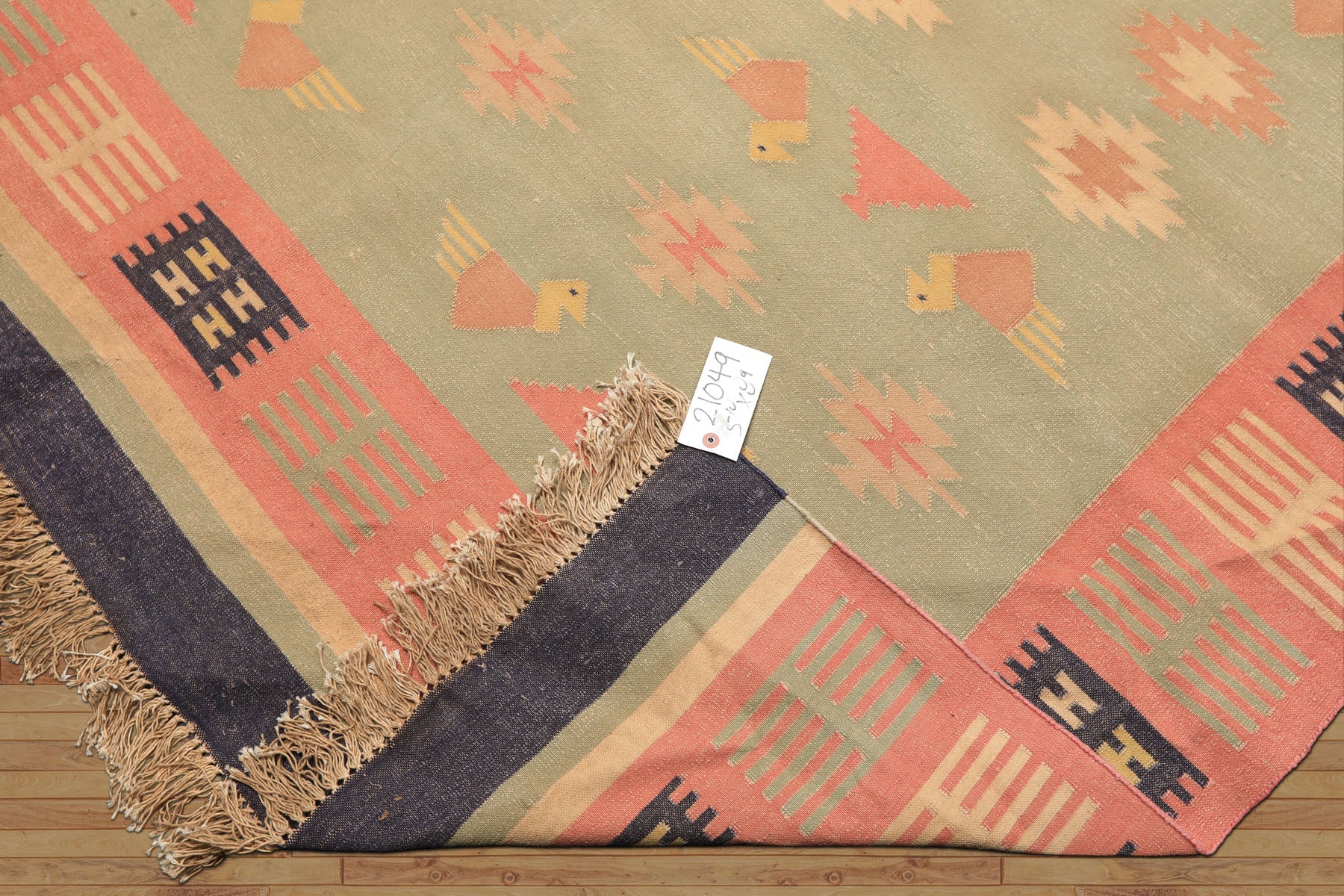 6x9 Mint, Rose, Blue Color Hand Woven Kilim Wool Southwestern Oriental Rug