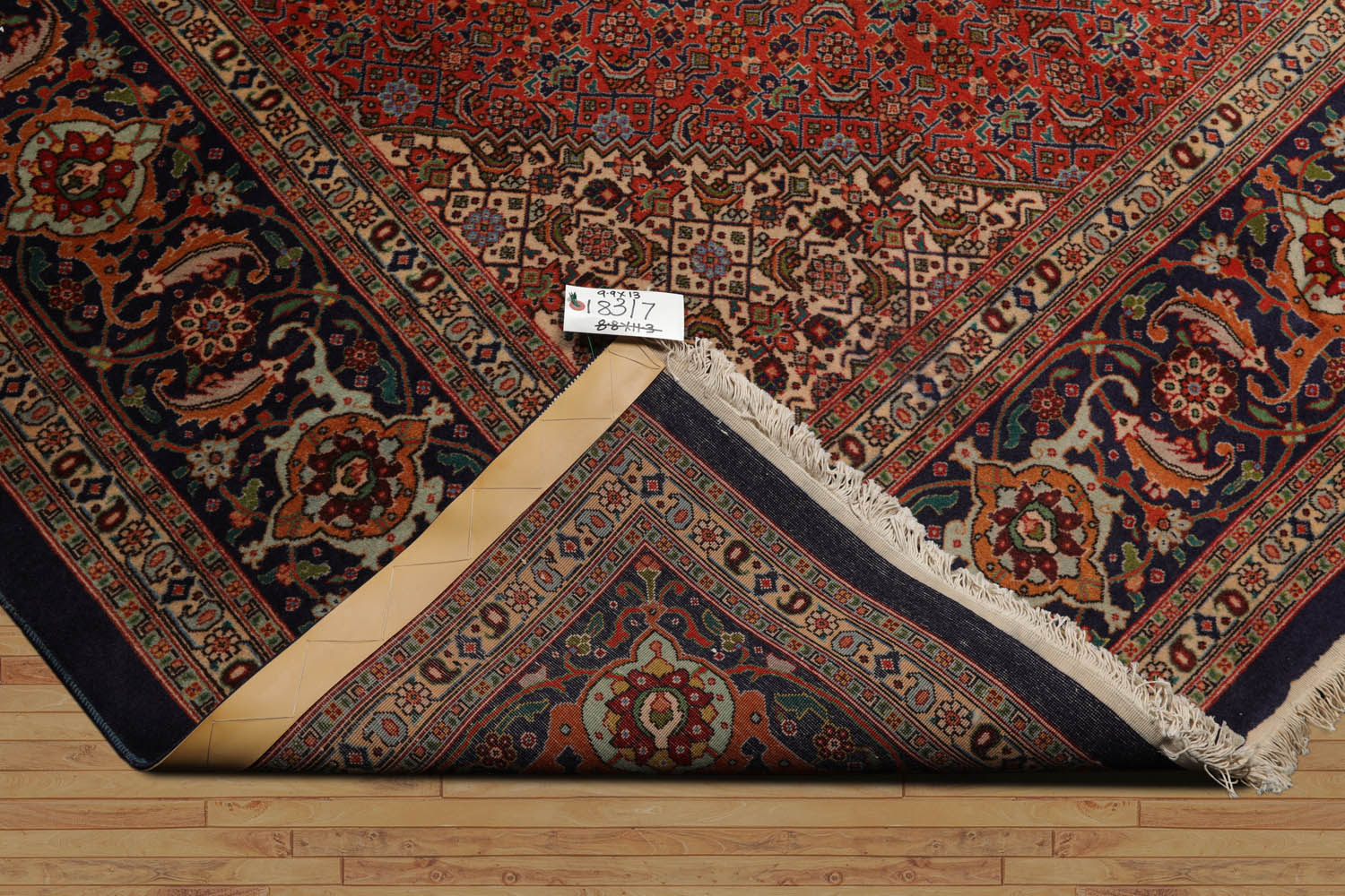 10x14 Navy, Rust, Peach Color Hand Knotted All-Over 100% Wool Traditional Oriental Rug