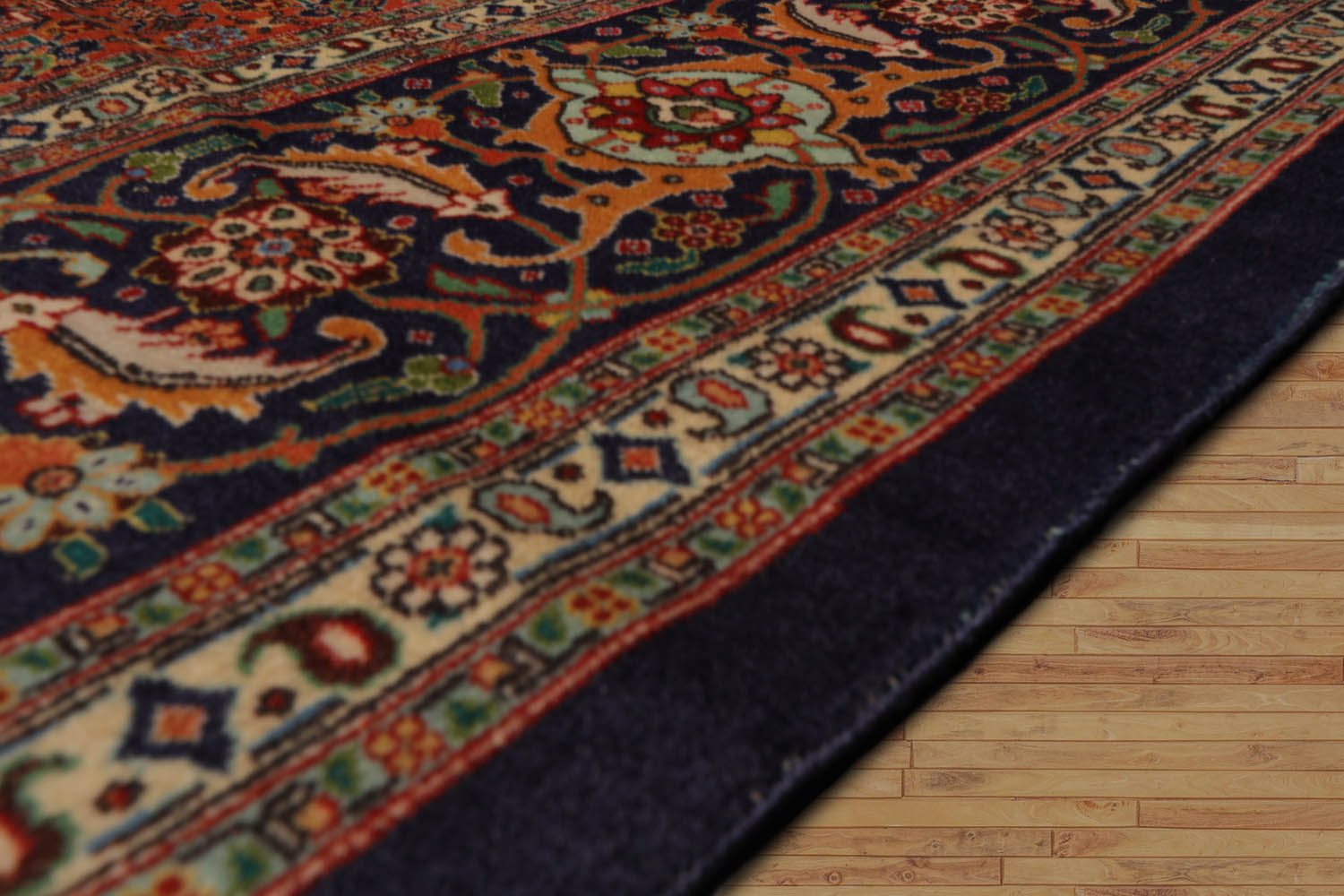 10x14 Navy, Rust, Peach Color Hand Knotted All-Over 100% Wool Traditional Oriental Rug