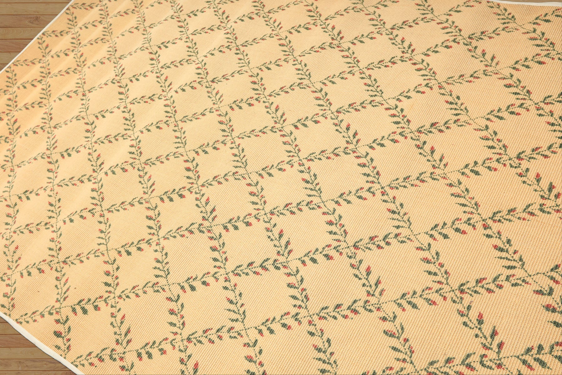 6x9 Tan, Green, Rust Color Machine Made  Sisal Transitional Oriental Rug