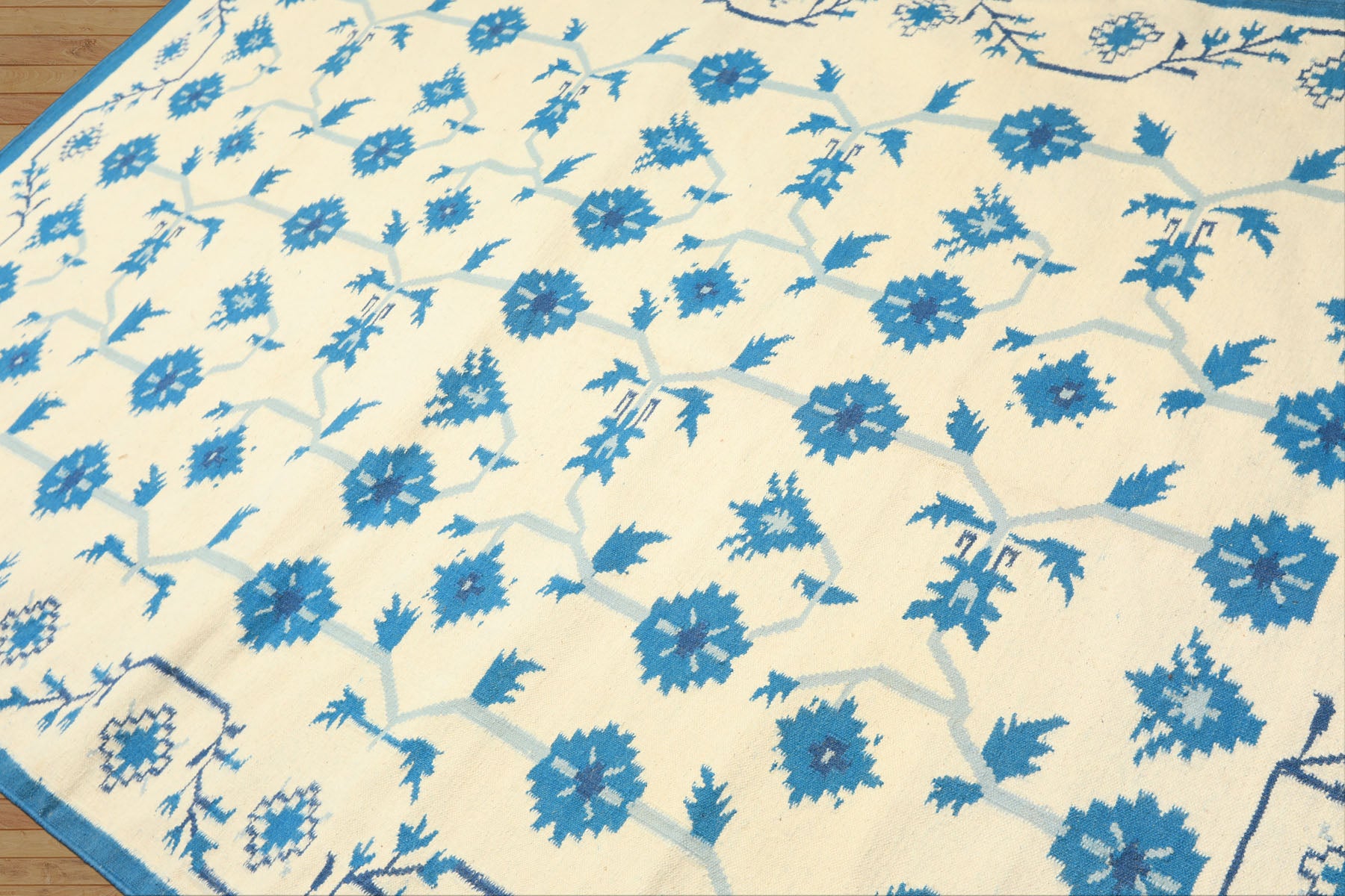 6x9 Ivory, Blue, Color Hand Woven Kilim Wool Transitional Oriental Rug