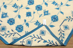 6x9 Ivory, Blue, Color Hand Woven Kilim Wool Transitional Oriental Rug