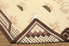 6x9 Ivory, Chocolate, Taupe Color Hand Woven Kilim Wool Traditional Oriental Rug