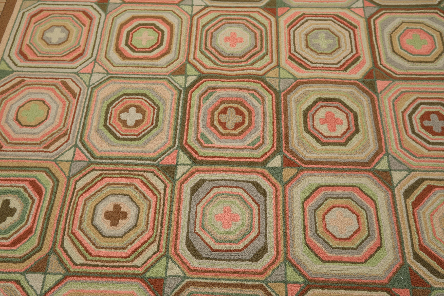 6x9 Blush, Green, Brown Color Machine Made  Wool Traditional Oriental Rug