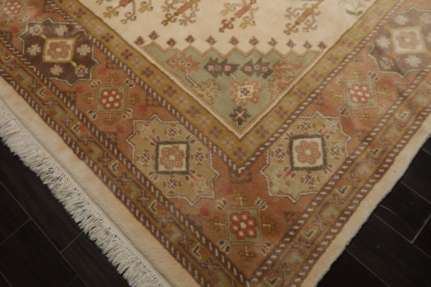 8x10 Ivory, Blush, Rose Color Hand Knotted Heriz New Zealand Wool Traditional Oriental Rug