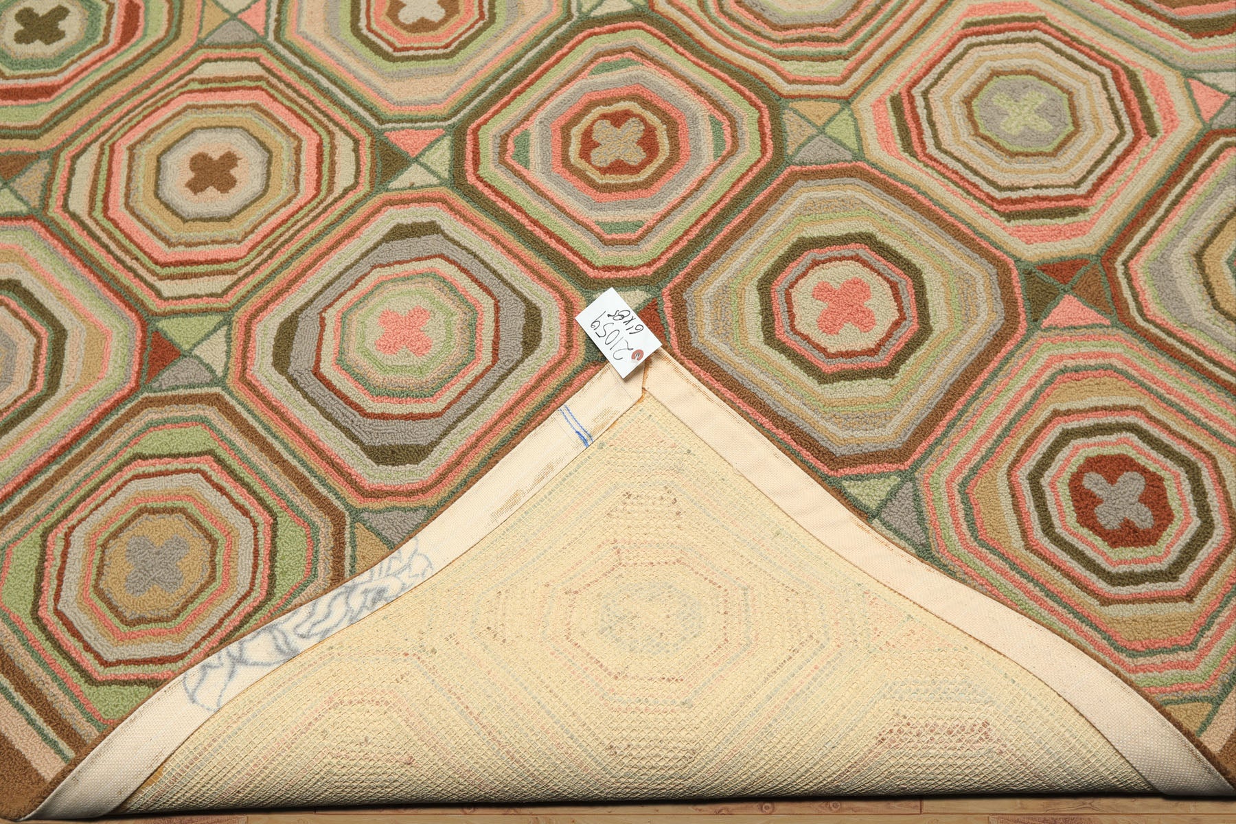 6x9 Blush, Green, Brown Color Machine Made  Wool Traditional Oriental Rug