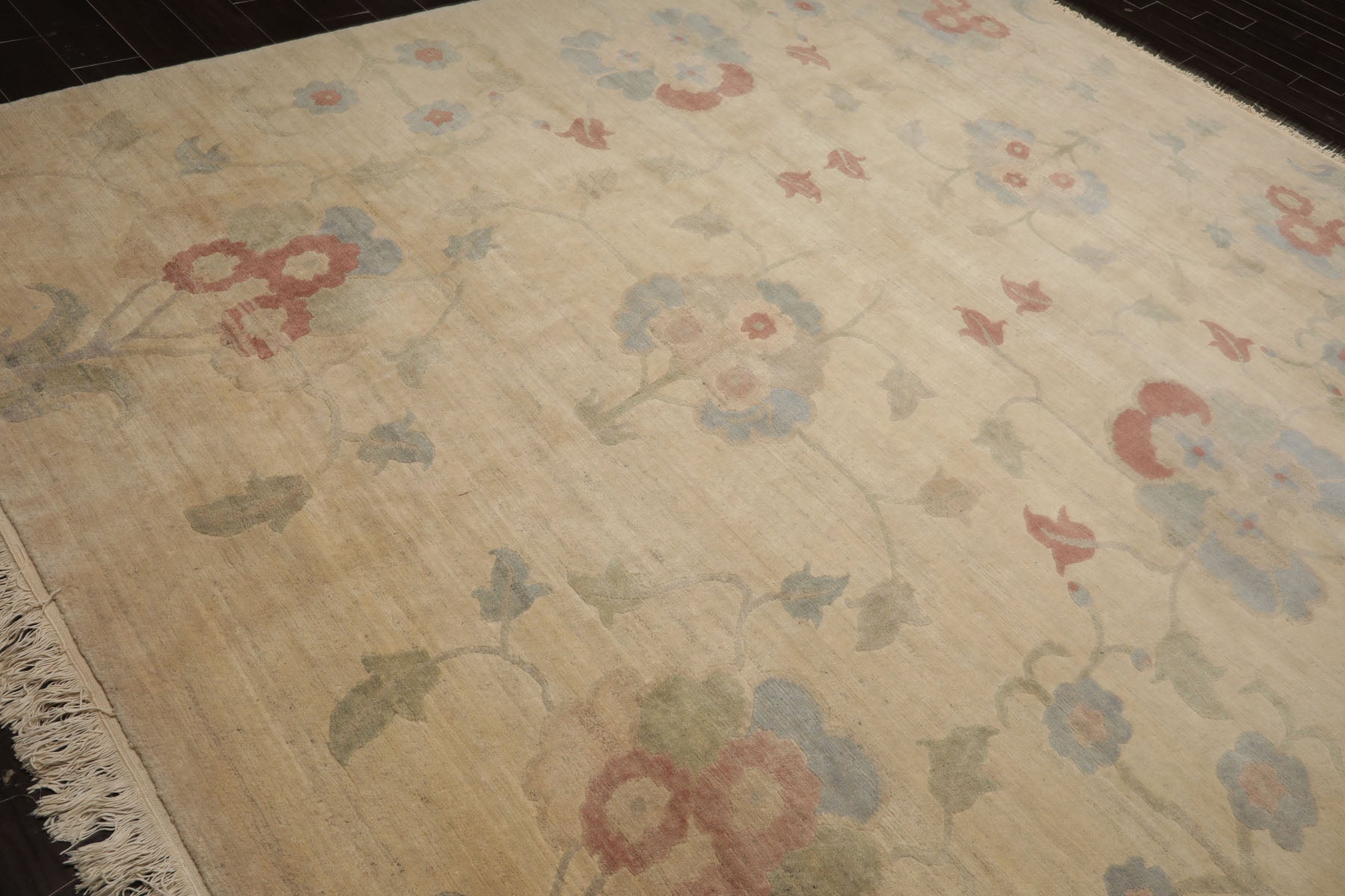 9x12 Beige, Oatmeal, Rose Color Hand Knotted Tibetan Wool Arts & Crafts Oriental Rug