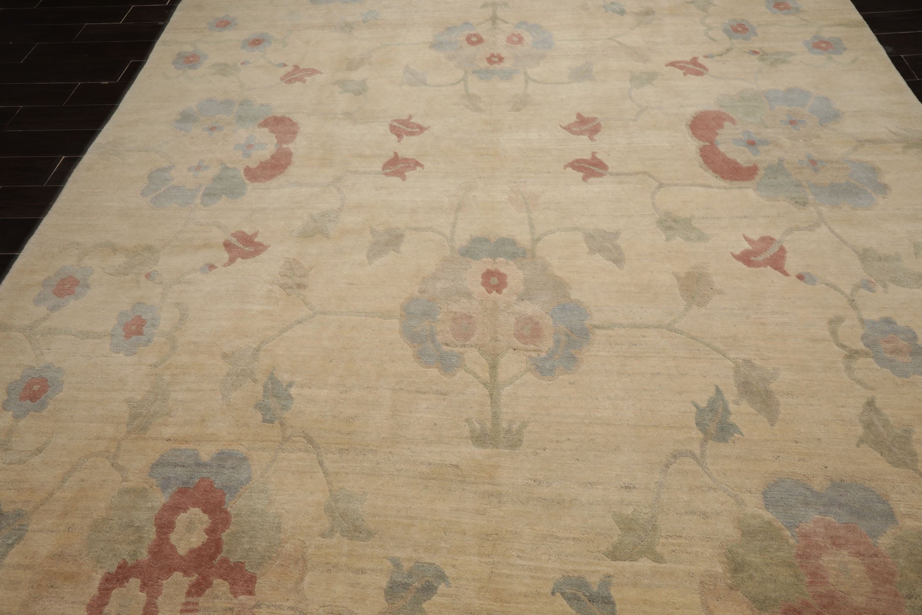9x12 Beige, Oatmeal, Rose Color Hand Knotted Tibetan Wool Arts & Crafts Oriental Rug