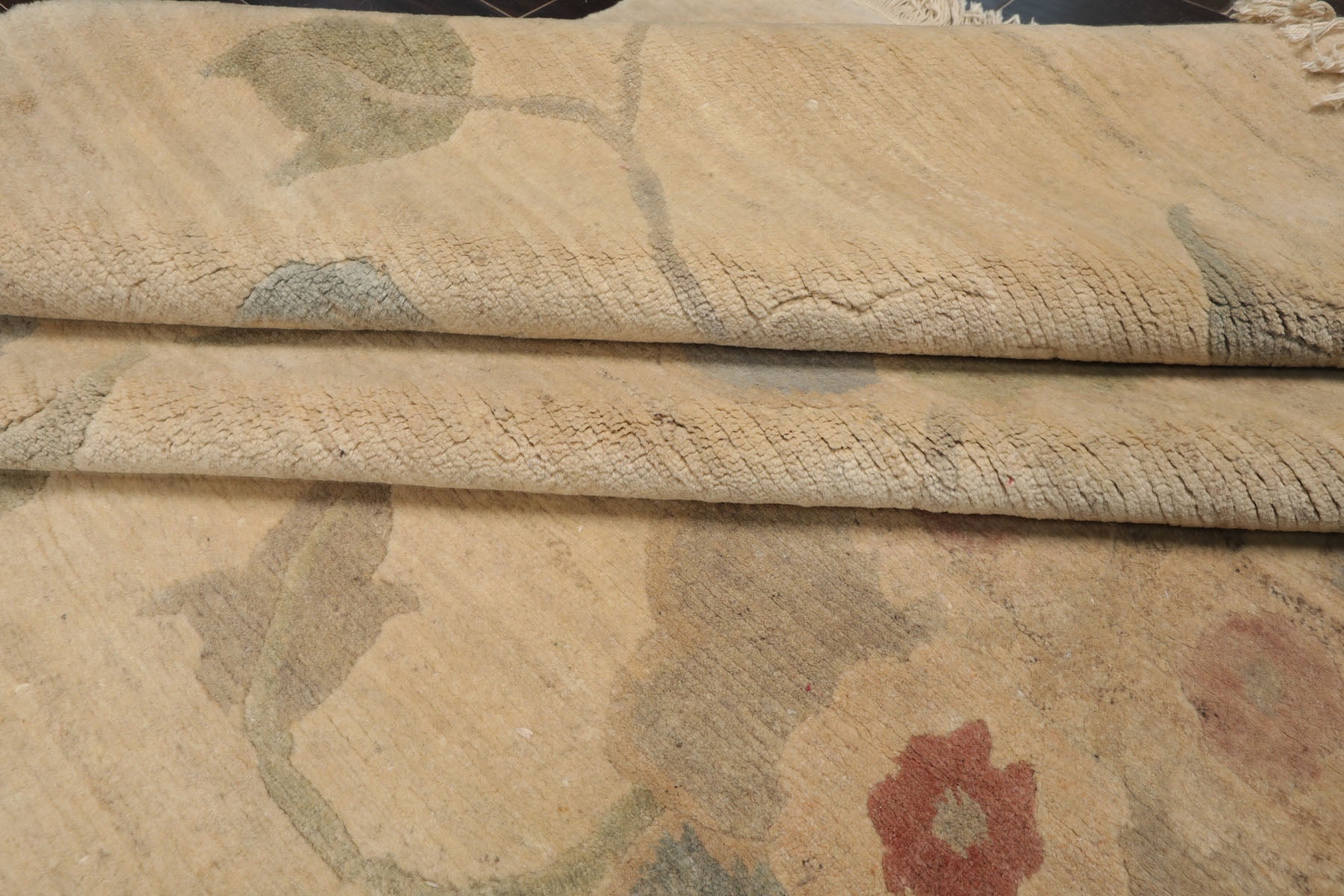 9x12 Beige, Oatmeal, Rose Color Hand Knotted Tibetan Wool Arts & Crafts Oriental Rug