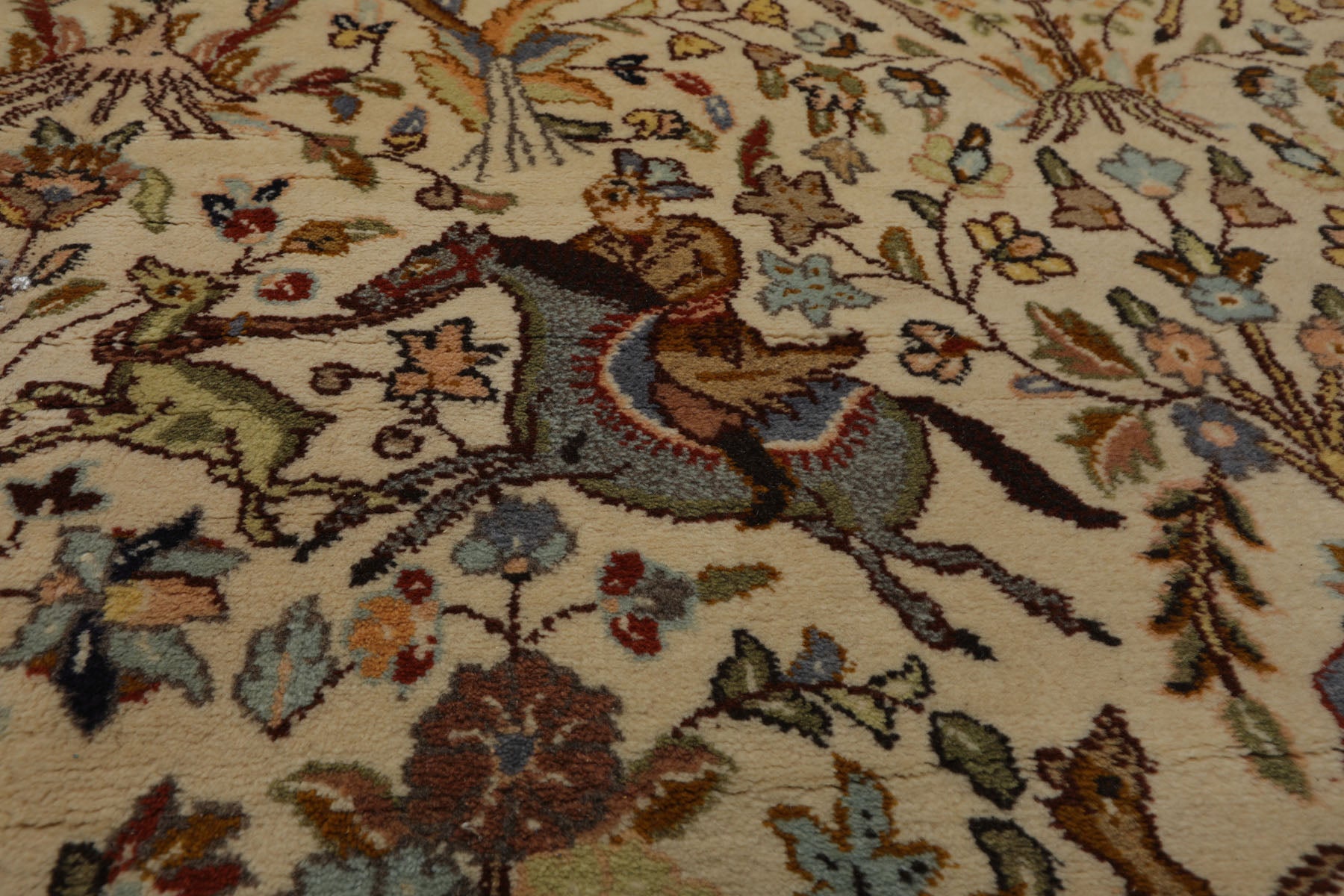 9x13 Ivory, Caramel, Rose Color Hand Knotted Tabriz Wool Traditional Oriental Rug