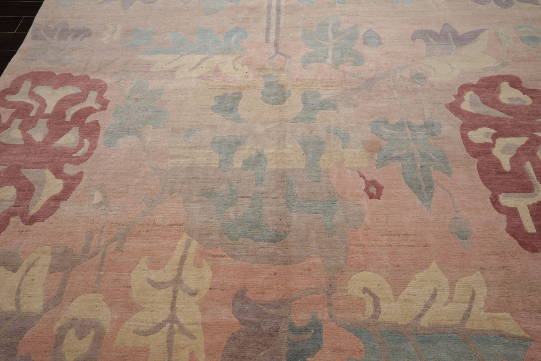 9x13 Blush, Rose, Aqua Color Hand Knotted Tibetan Wool Art Deco Oriental Rug