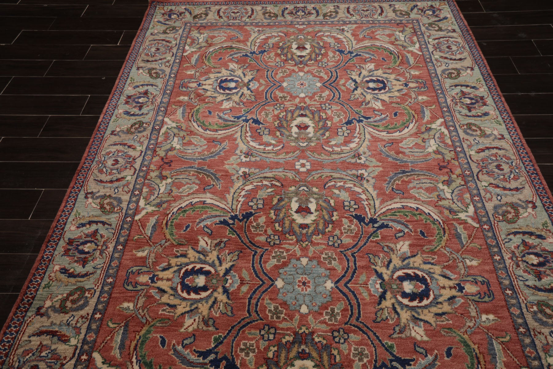 6x9 Rose, Ivory, Beige Color Hand Knotted French Aubusson Savonnerie Wool Traditional Oriental Rug