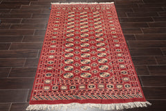 4x6 Rust, Beige, Black Color Hand Knotted All-Over 100% Wool Traditional Oriental Rug