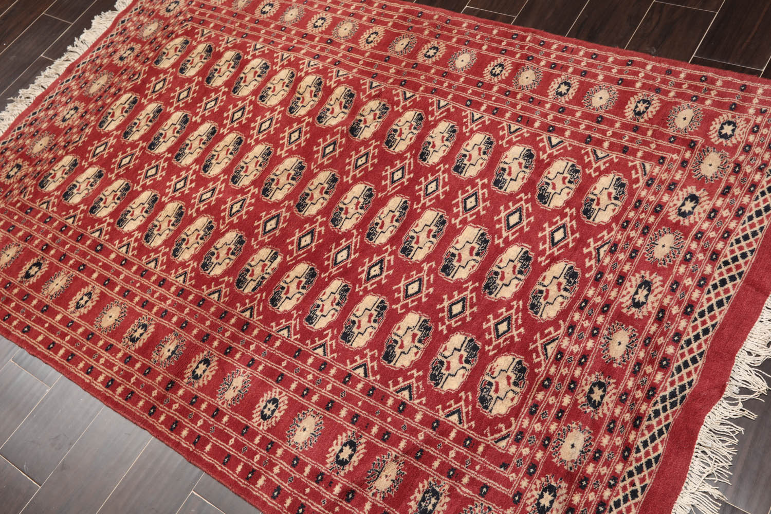 4x6 Rust, Beige, Black Color Hand Knotted All-Over 100% Wool Traditional Oriental Rug