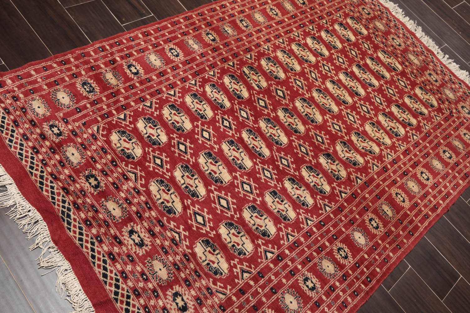 4x6 Rust, Beige, Black Color Hand Knotted All-Over 100% Wool Traditional Oriental Rug