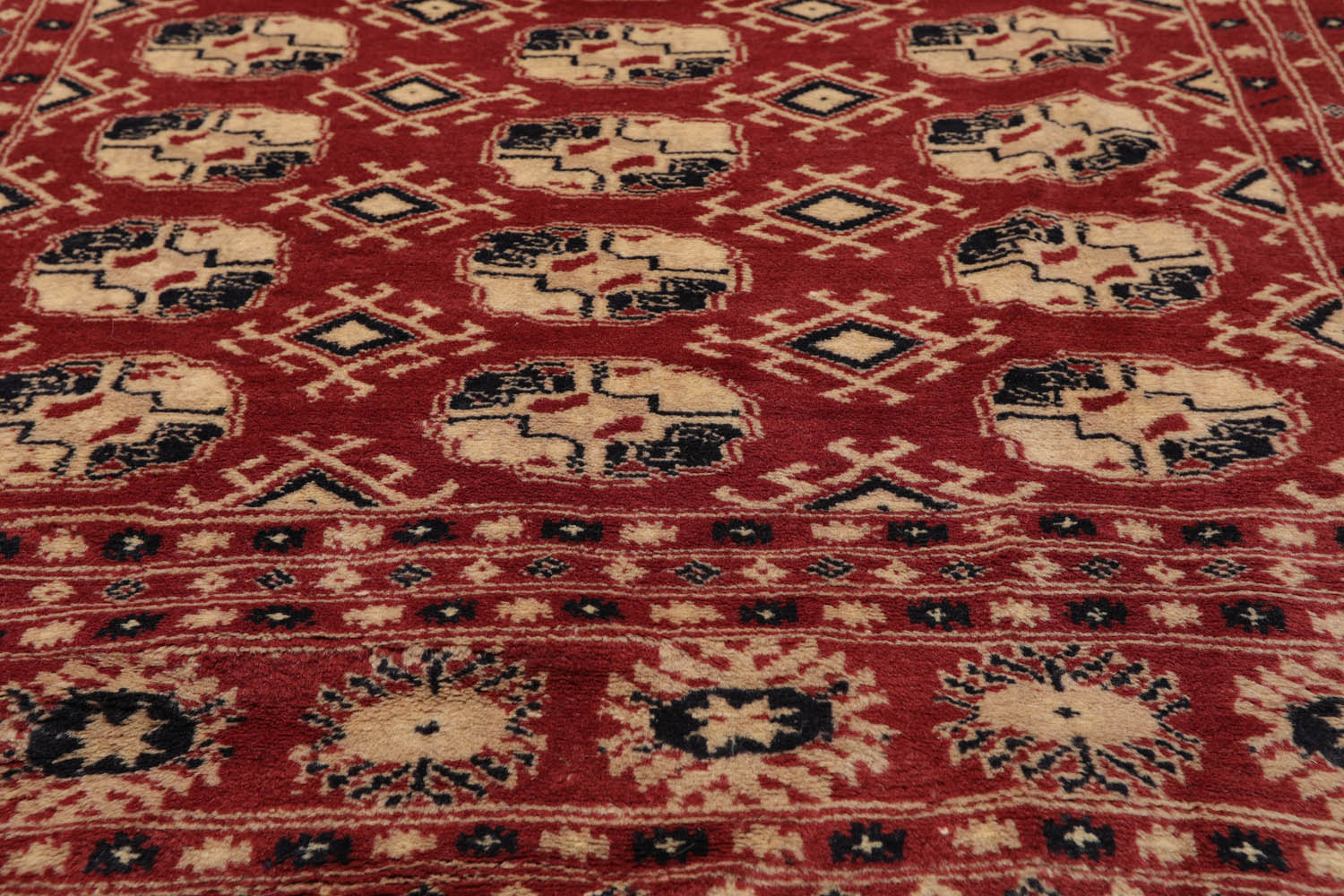 4x6 Rust, Beige, Black Color Hand Knotted All-Over 100% Wool Traditional Oriental Rug