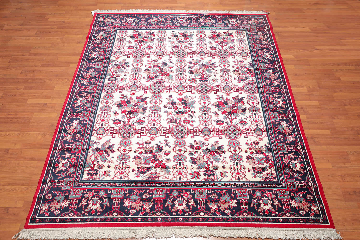 8x10 Cream, Navy, Red Color Machine Made Floral 100% Polypropylene Traditional-Persian/Oriental Oriental Rug