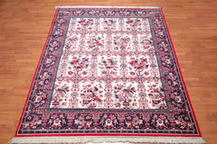 8x10 Cream, Navy, Red Color Machine Made Floral 100% Polypropylene Traditional-Persian/Oriental Oriental Rug