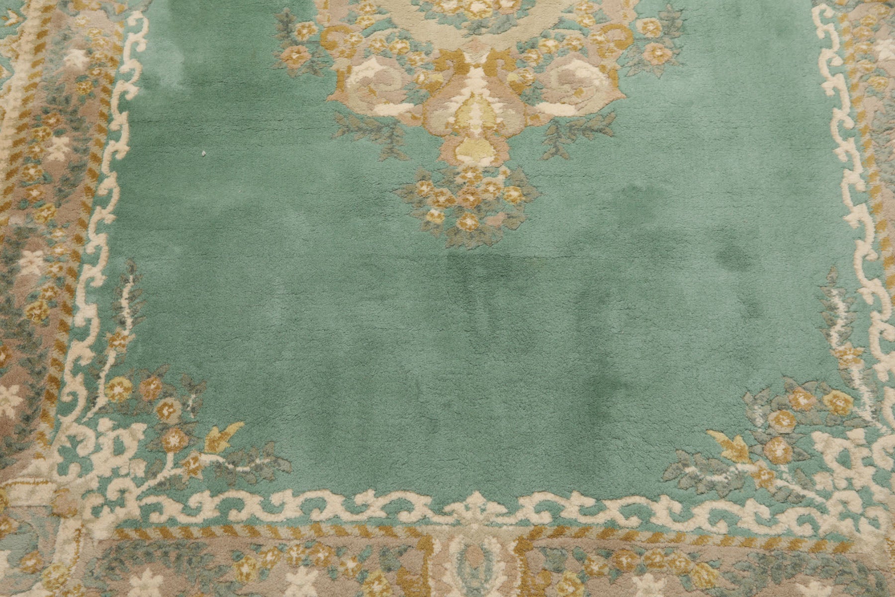 6x9 Turquoise, Taupe, Ivory Color Hand Knotted Kerman New Zealand Wool Traditional Oriental Rug