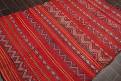 5x7 Red, Charcoal, Gold Color Hand Woven All-Over 100% Wool Kilim Oriental Rug