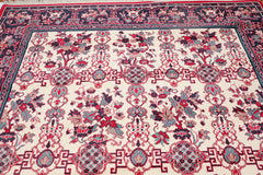 8x10 Cream, Navy, Red Color Machine Made Floral 100% Polypropylene Traditional-Persian/Oriental Oriental Rug