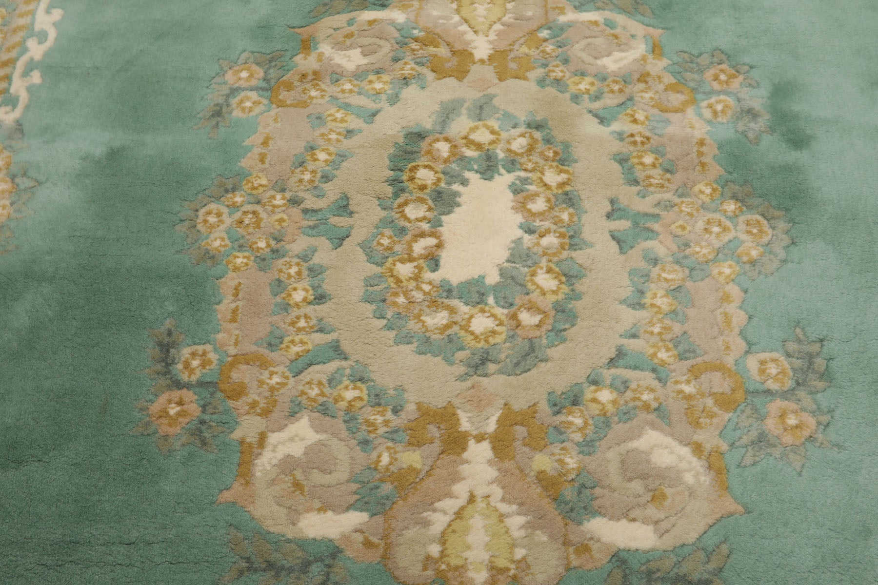 6x9 Turquoise, Taupe, Ivory Color Hand Knotted Kerman New Zealand Wool Traditional Oriental Rug