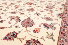 8x10 Ivory, Red, Rose Color Hand Knotted All-Over 100% Wool Traditional Oriental Rug