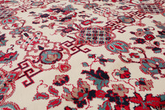 8x10 Cream, Navy, Red Color Machine Made Floral 100% Polypropylene Traditional-Persian/Oriental Oriental Rug