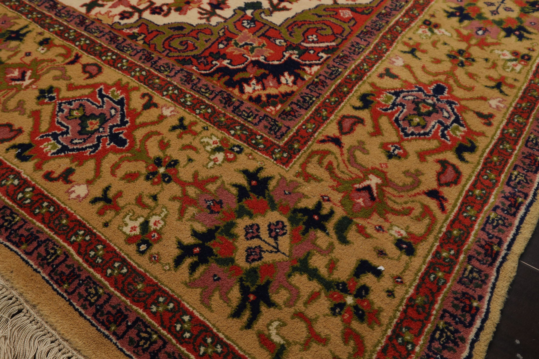 6x9 Orange, Navy, Gold Color Hand Knotted Serapi New Zealand Wool Traditional Oriental Rug