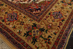 6x9 Orange, Navy, Gold Color Hand Knotted Serapi New Zealand Wool Traditional Oriental Rug