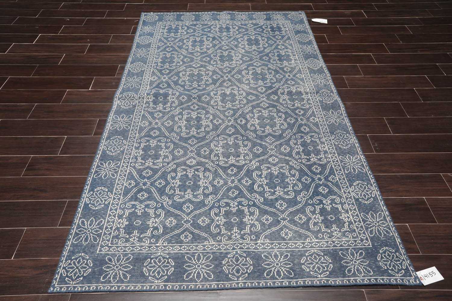 5x8 Blue, Gray, Color Hand Knotted All-Over 100% Wool Traditional Oriental Rug