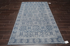 5x8 Blue, Gray, Color Hand Knotted All-Over 100% Wool Traditional Oriental Rug
