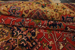 6x9 Orange, Navy, Gold Color Hand Knotted Serapi New Zealand Wool Traditional Oriental Rug