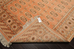 6x9 Peach, Ivory, Brown Color Hand Knotted Bokhara New Zealand Wool Traditional Oriental Rug