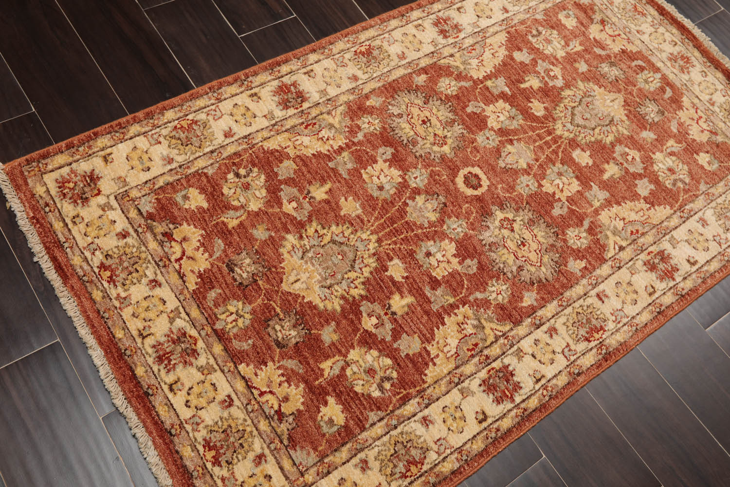 3x5 Peach, Beige, Gray Color Hand Knotted All-Over 100% Wool Traditional Oriental Rug