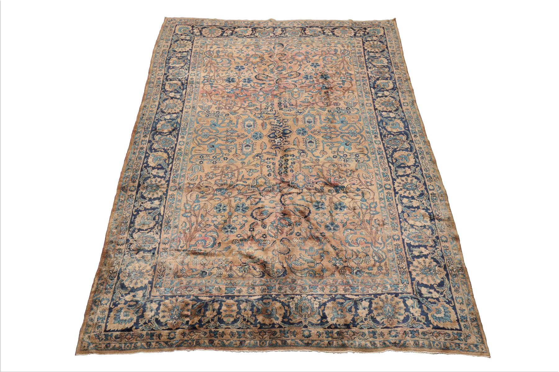 8x10 Brown, Navy, Rust Color Hand Knotted Persian 100% Wool Oriental Oriental Rug