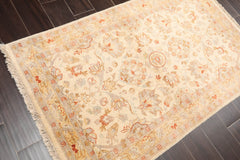 3x5 Ivory, Light Gold, Taupe Color Hand Knotted All-Over 100% Wool Traditional Oriental Rug