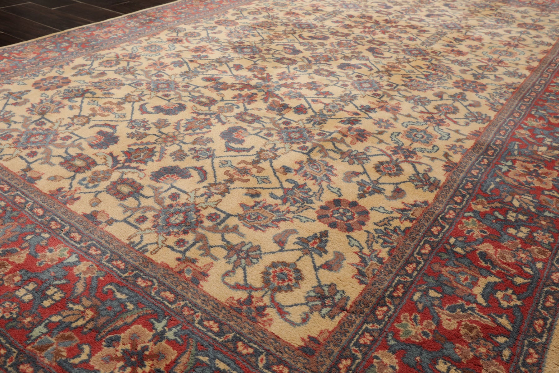 6x9 Ivory, Coral, Turquise Color Hand Knotted Herati Wool Traditional Oriental Rug