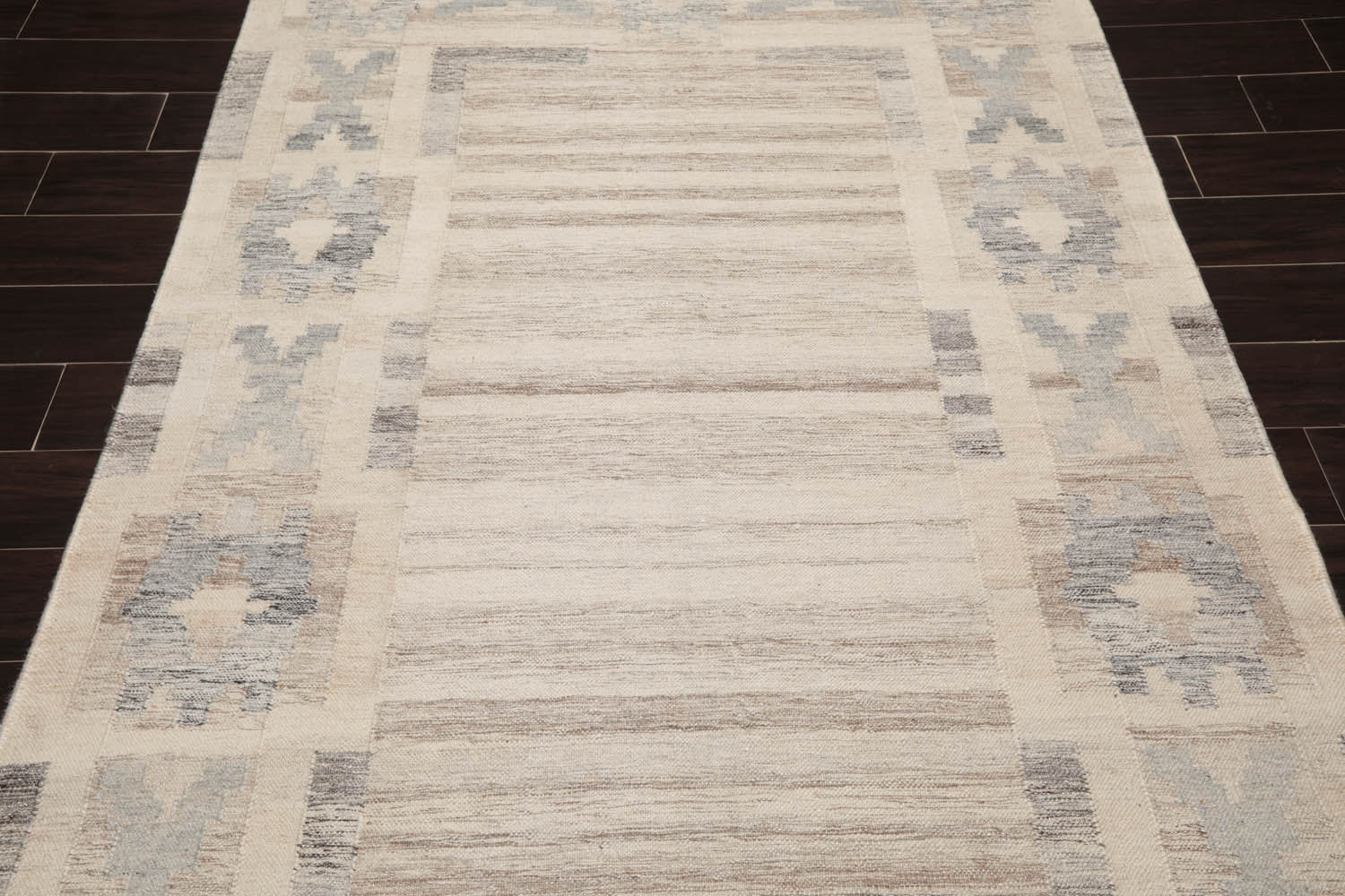 5x7 Beige, Gray, Brown Color Hand Woven All-Over 100% Wool Southwestern Oriental Rug