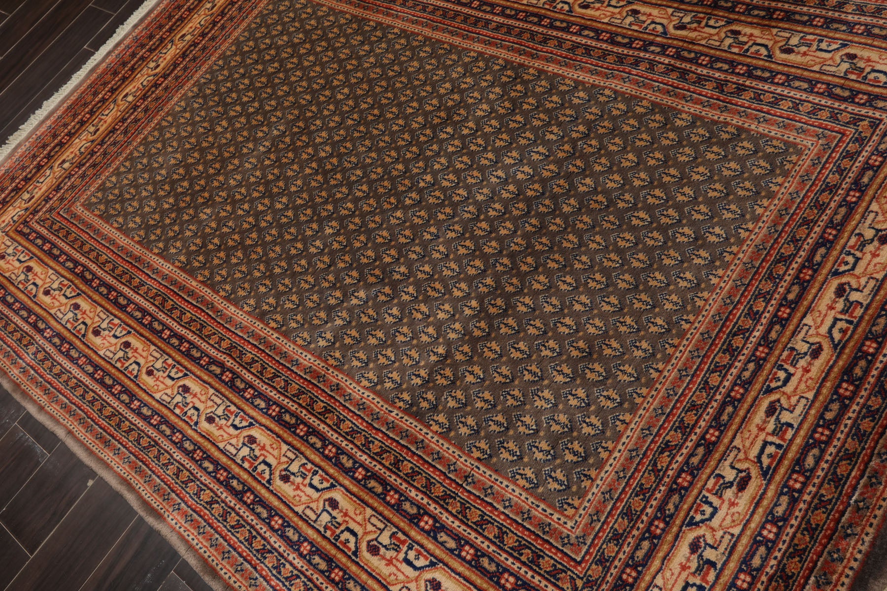 5x8 Gray, Ivory, Peach Color Hand Knotted Serabund New Zealand Wool Traditional Oriental Rug